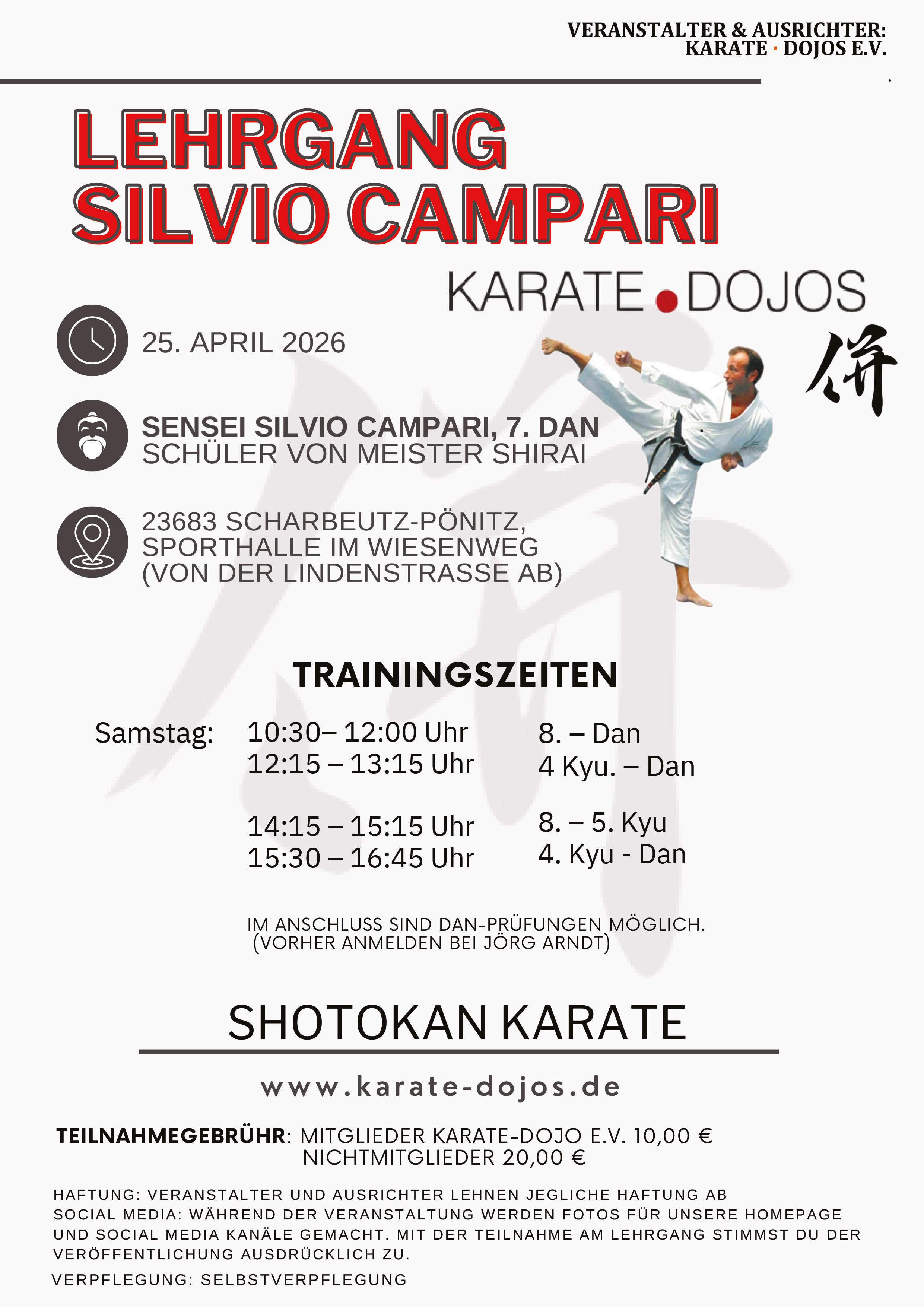 25.04.2026 - KARATE-LEHRGANG SENSEI SILVIO CAMPARI, 7.DAN - Karate Dojos