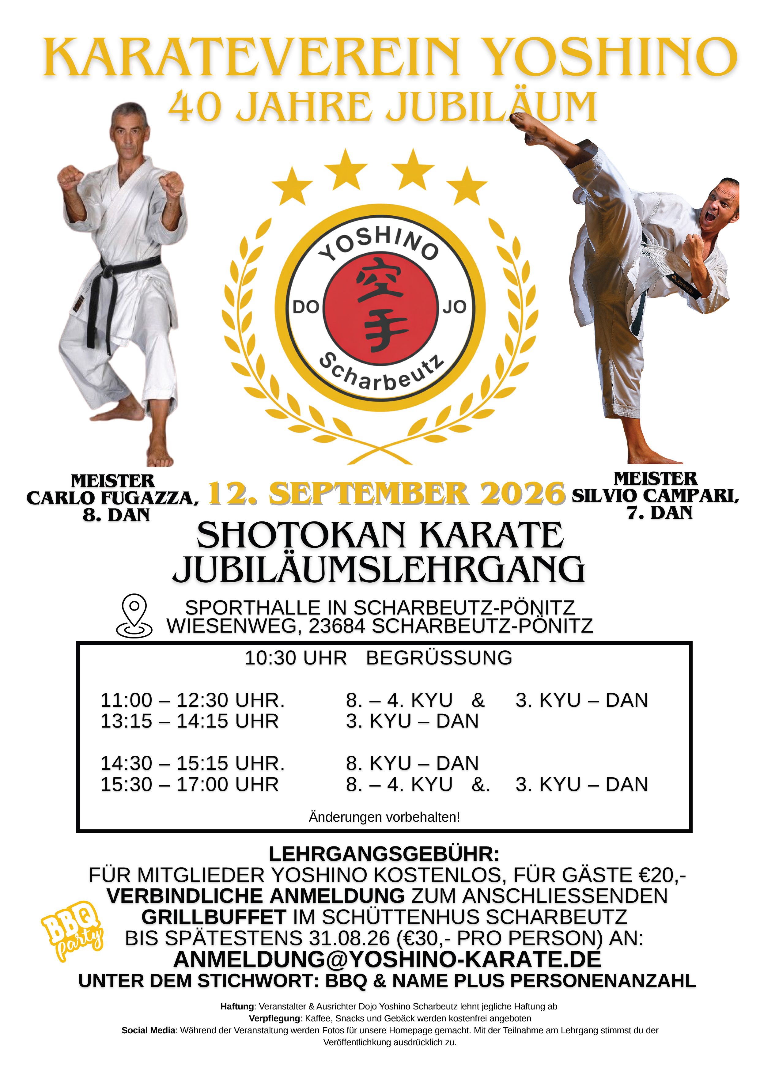 12.09.2026 - YOSHINO JUBILÄUMSLEHRGANG - Karate Dojos